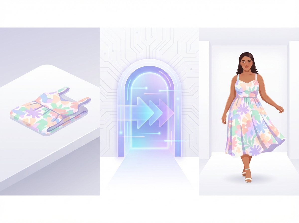 AI clothes changer workflow — from garment flat lay to model wearing the outfit