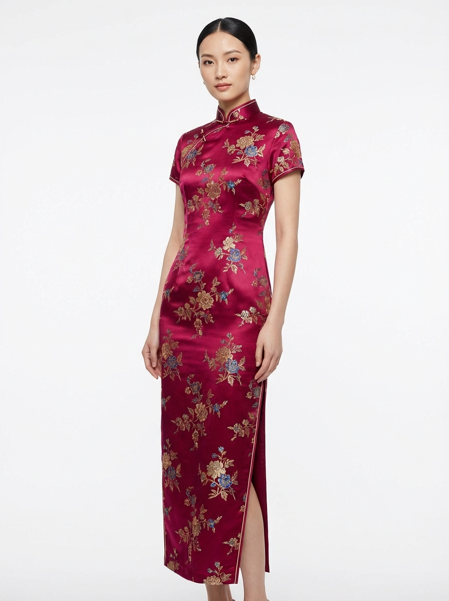 AI outfit changer result: model in traditional embroidered garment