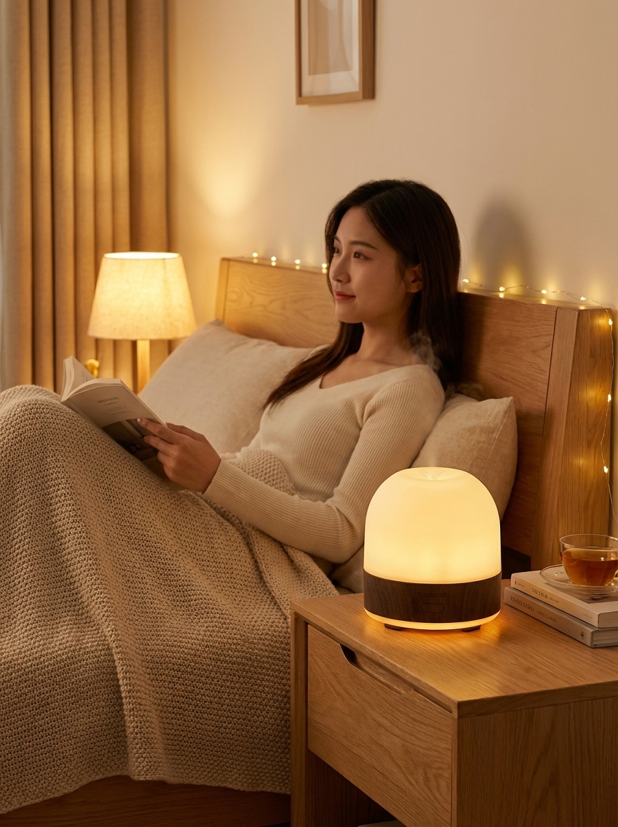 Amazon lifestyle listing image in cozy bedroom — ai product photo generated with Nano Banana Pro reference image technique