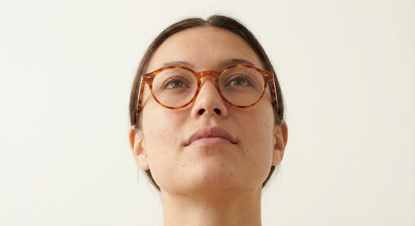 Virtual try on glasses — low angle showing frame-to-face proportion