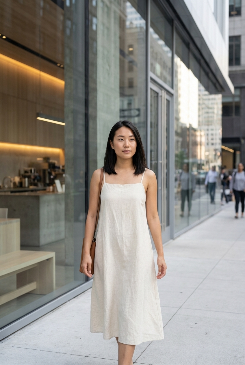 AI virtual try-on localization — Asian market urban commute scene